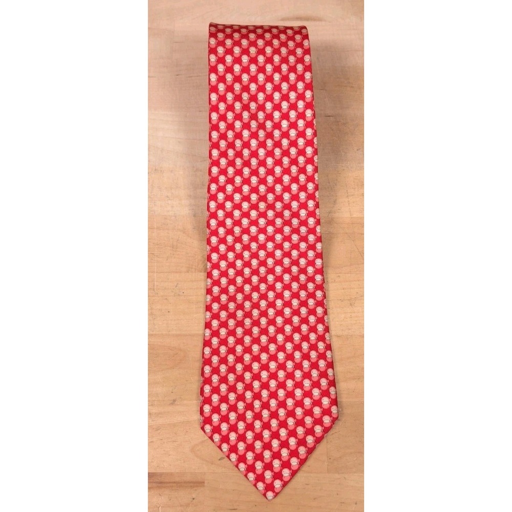 Salvatore Ferragamo 100% Silk Tie Pale Red Circles Pattern Italy